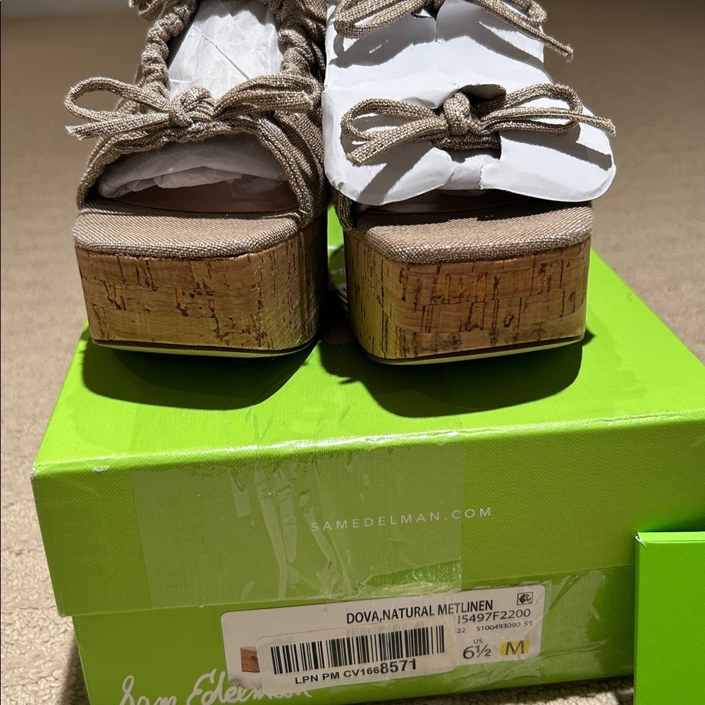 Sam Edelman Dova Platform Sandals Mules NIB Shoes $150 Metallic Fabric - Picture 7 of 9